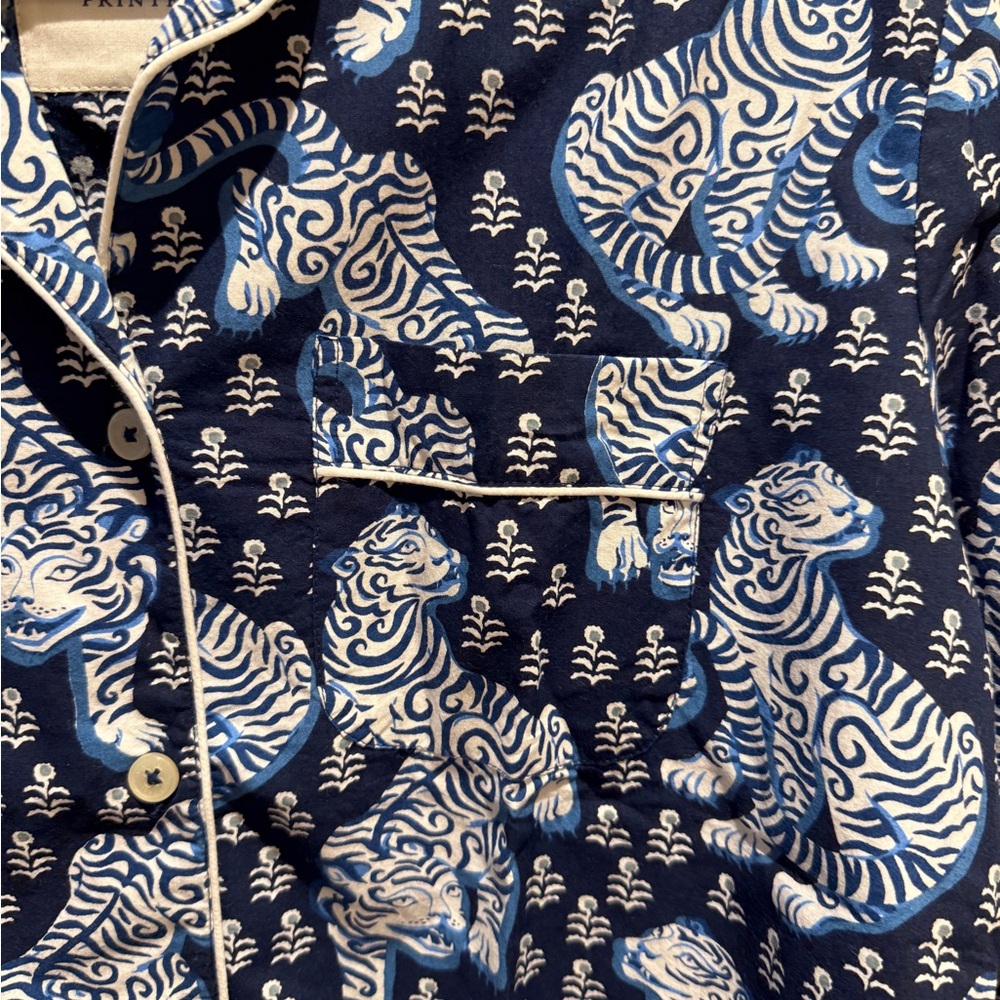 Printfresh 2pc Navy Tiger Queen Long PJ Set size Small - Picture 4 of 12